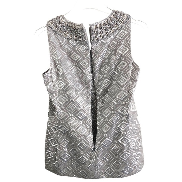 Tory Burch Sleeveless Scoop Neck Blouse Size 2 Silver Pewter Gray - Picture 5 of 12